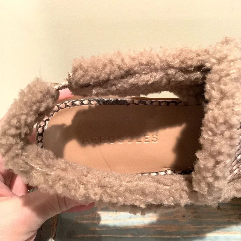 New Aerosoles GABRIELLE Fur Lined Snakeskin Print Slip On Size 7.5